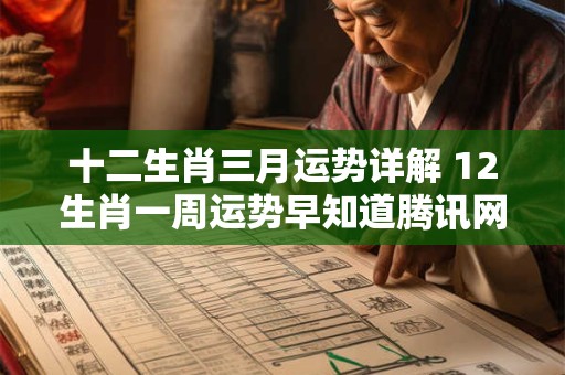 十二生肖三月运势详解 12生肖一周运势早知道腾讯网