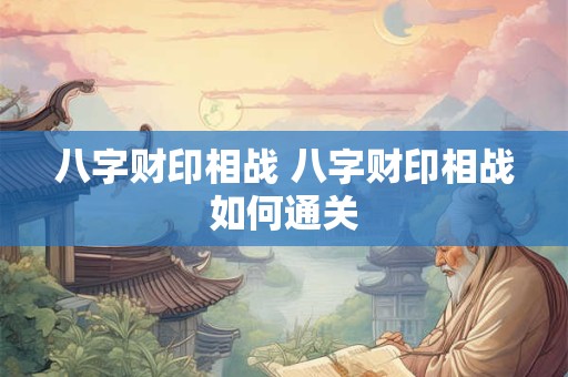 八字财印相战 八字财印相战如何通关