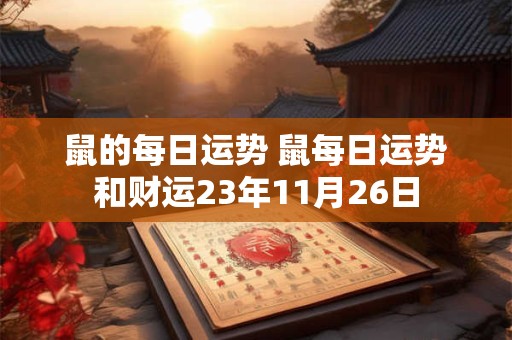 鼠的每日运势 鼠每日运势和财运23年11月26日