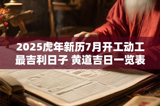 2025虎年新历7月开工动工最吉利日子 黄道吉日一览表