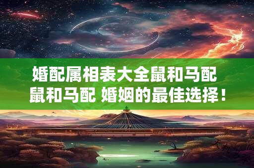 婚配属相表大全鼠和马配 鼠和马配 婚姻的最佳选择! 婚配属相表大全鼠和马配 鼠和马配 婚姻的最佳选择!
