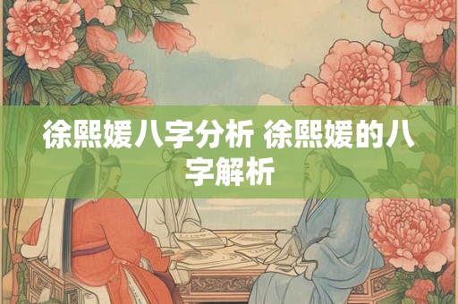 徐熙媛八字分析 徐熙媛的八字解析