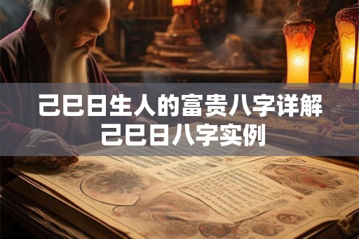 己巳日生人的富贵八字详解 己巳日八字实例