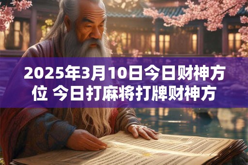2025年3月10日今日财神方位 今日打麻将打牌财神方位！