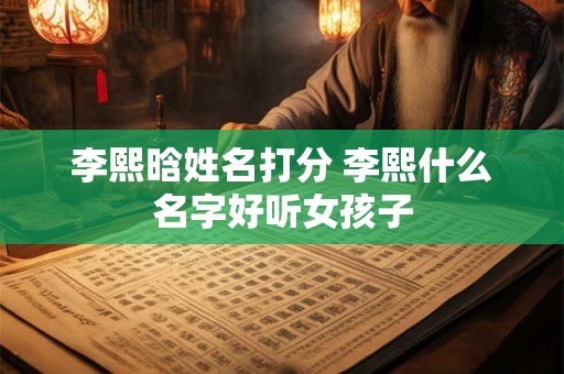 李熙晗姓名打分 李熙什么名字好听女孩子