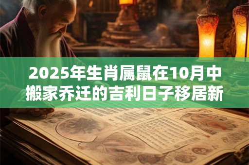 2025年生肖属鼠在10月中搬家乔迁的吉利日子移居新住处好吗
