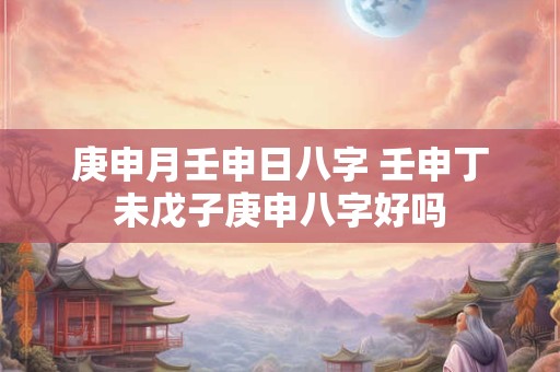 庚申月壬申日八字 壬申丁未戊子庚申八字好吗