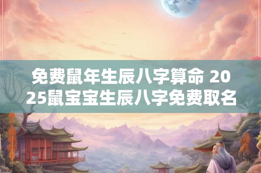 免费鼠年生辰八字算命 2025鼠宝宝生辰八字免费取名