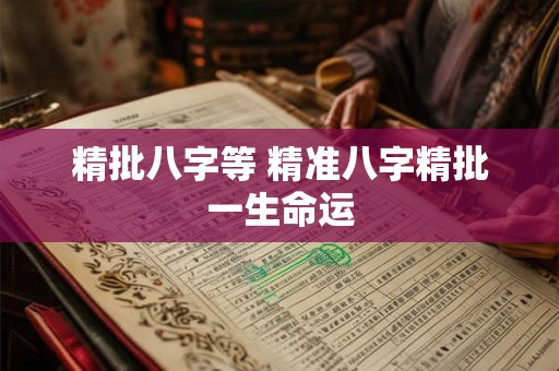 精批八字等 精准八字精批一生命运