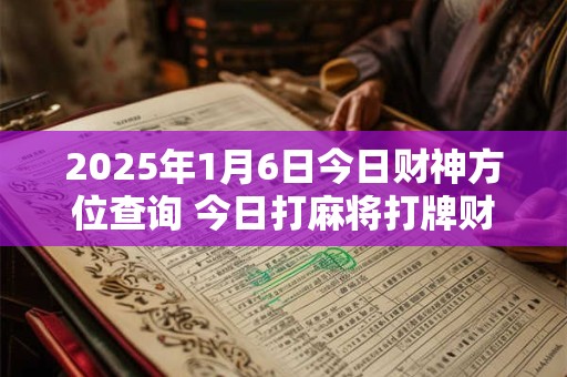 2025年1月6日今日财神方位查询 今日打麻将打牌财运方位！