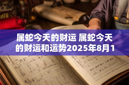 属蛇今天的财运 属蛇今天的财运和运势2025年8月16