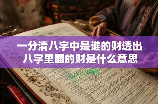 一分清八字中是谁的财透出 八字里面的财是什么意思