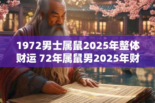 1972男士属鼠2025年整体财运 72年属鼠男2025年财运如何