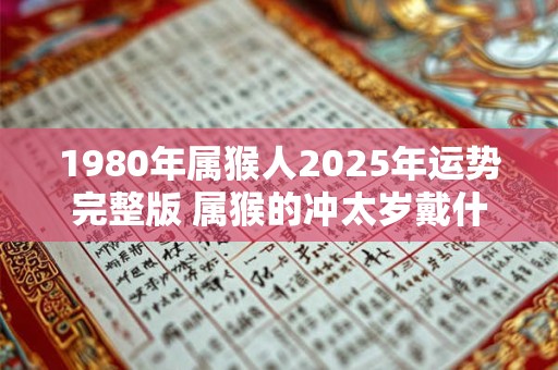 1980年属猴人2025年运势完整版 属猴的冲太岁戴什么好