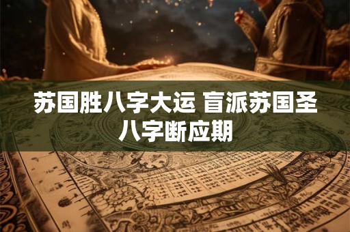 苏国胜八字大运 盲派苏国圣八字断应期