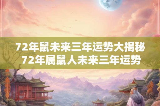 72年鼠未来三年运势大揭秘 72年属鼠人未来三年运势如何