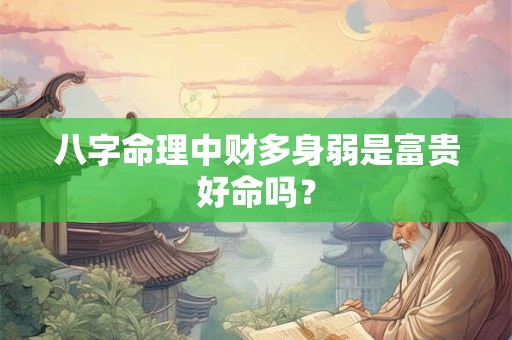 八字命理中财多身弱是富贵好命吗？
