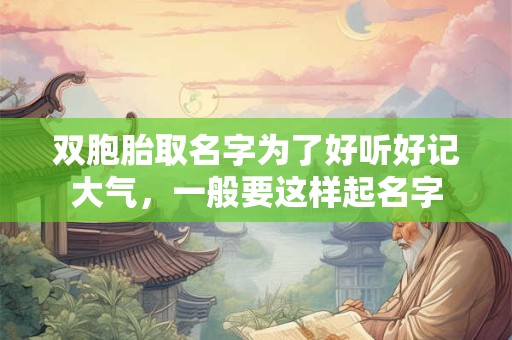 双胞胎取名字为了好听好记大气，一般要这样起名字