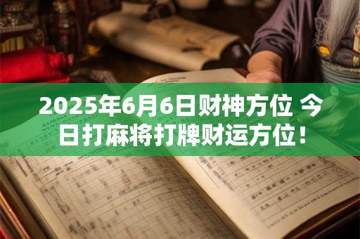2026年6月6日财神方位 今日打麻将打牌财运方位！