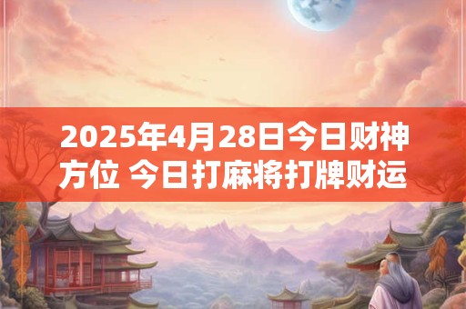 2025年4月28日今日财神方位 今日打麻将打牌财运方位！