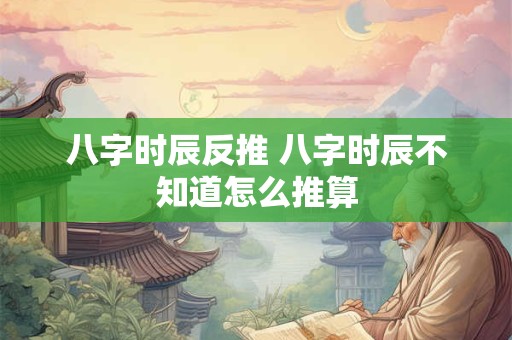 八字时辰反推 八字时辰不知道怎么推算