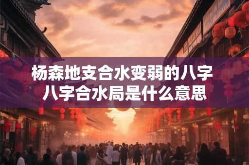 杨森地支合水变弱的八字 八字合水局是什么意思