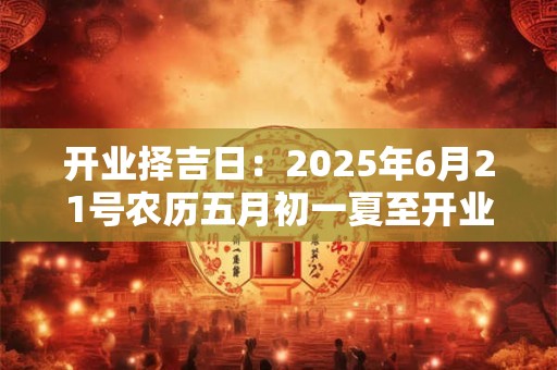 开业择吉日：2025年6月21号农历五月初一夏至开业好吗