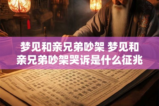 梦见和亲兄弟吵架 梦见和亲兄弟吵架哭诉是什么征兆