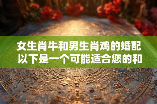 女生肖牛和男生肖鸡的婚配 以下是一个可能适合您的和 女生肖牛和男生肖鸡的婚配 以下是一个可能适合您的和