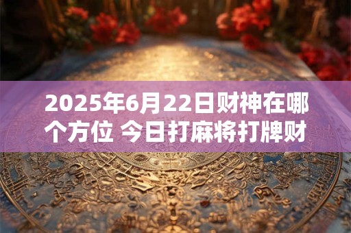 详细阅读:2025年6月22日财神在哪个方位 今日打麻将打牌财运方位! 2025年6月22日财神在哪个方位 今日打麻将打牌财运方位!