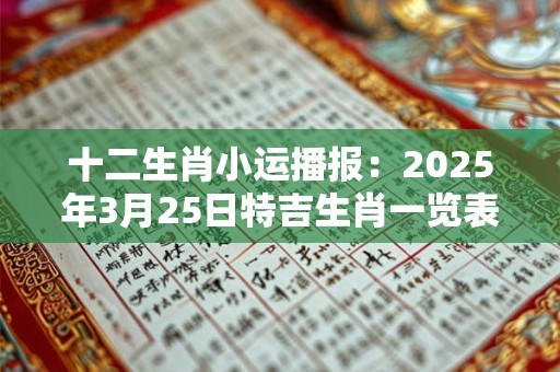 十二生肖小运播报：2025年3月25日特吉生肖一览表