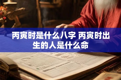 丙寅时是什么八字 丙寅时出生的人是什么命