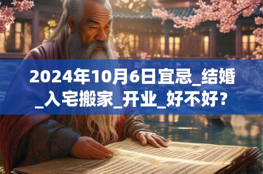 2024年10月6日宜忌_结婚_入宅搬家_开业_好不好？