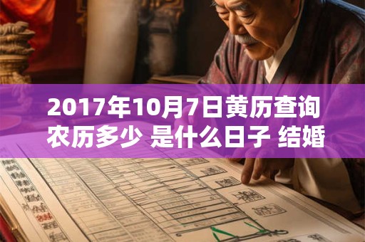 2017年10月7日黄历查询 农历多少 是什么日子 结婚吉时