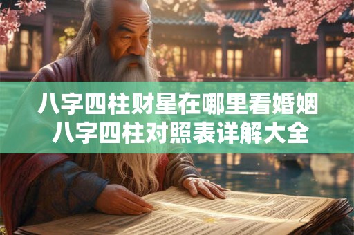 八字四柱财星在哪里看婚姻 八字四柱对照表详解大全