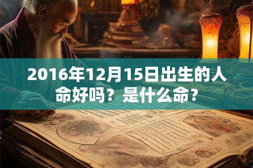 2016年12月15日出生的人命好吗？是什么命？