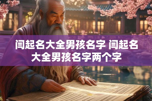 闫起名大全男孩名字 闫起名大全男孩名字两个字