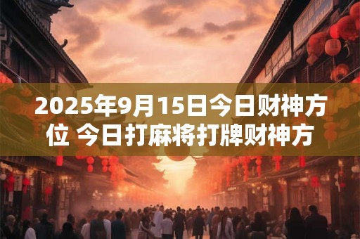 2025年9月15日今日财神方位 今日打麻将打牌财神方位！