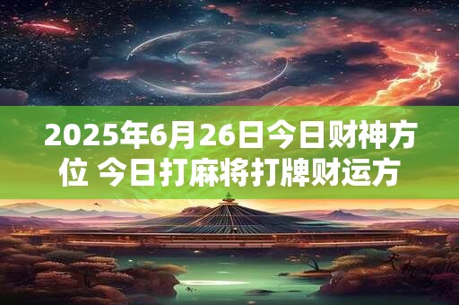 2025年6月26日今日财神方位 今日打麻将打牌财运方位！