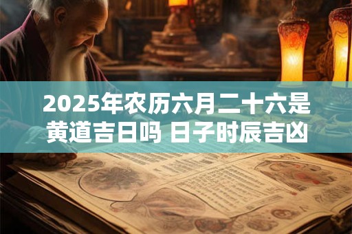 2025年农历六月二十六是黄道吉日吗 日子时辰吉凶