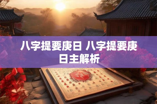 八字提要庚日 八字提要庚日主解析