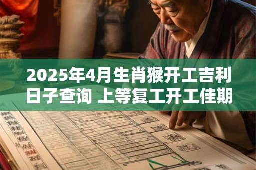 2025年4月生肖猴开工吉利日子查询 上等复工开工佳期