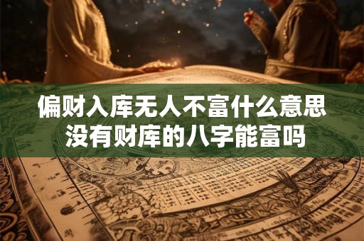 偏财入库无人不富什么意思 没有财库的八字能富吗
