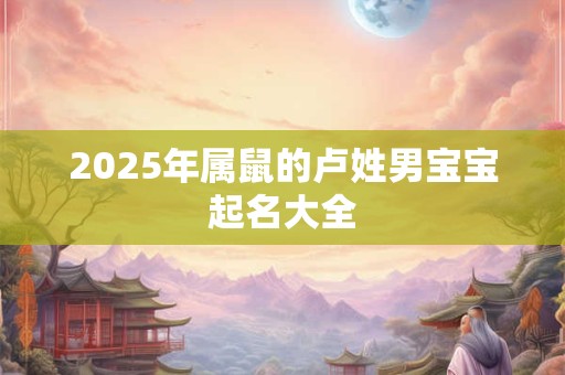 2026年属鼠的卢姓男宝宝起名大全