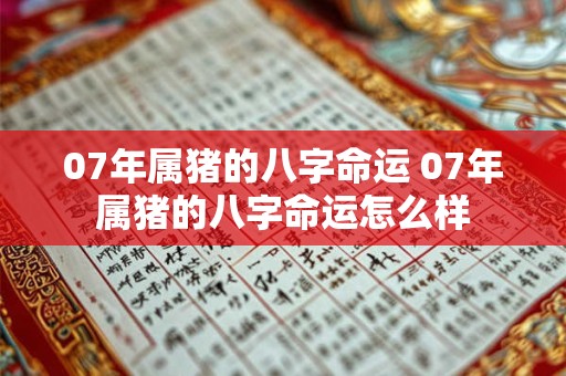 07年属猪的八字命运 07年属猪的八字命运怎么样