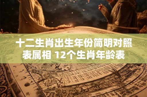 十二生肖出生年份简明对照表属相 12个生肖年龄表
