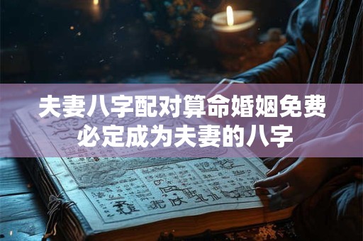 夫妻八字配对算命婚姻免费 必定成为夫妻的八字