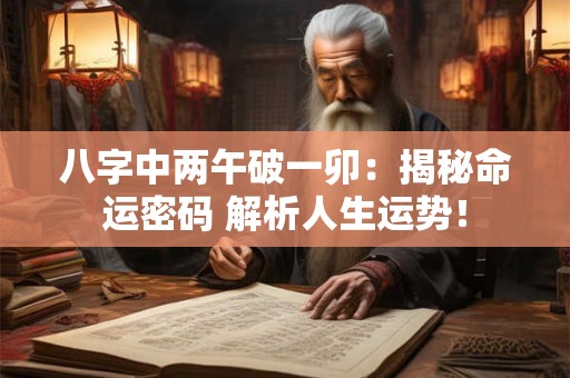 八字中两午破一卯:揭秘命运密码 解析人生运势! 八字中两午破一卯:揭秘命运密码 解析人生运势!