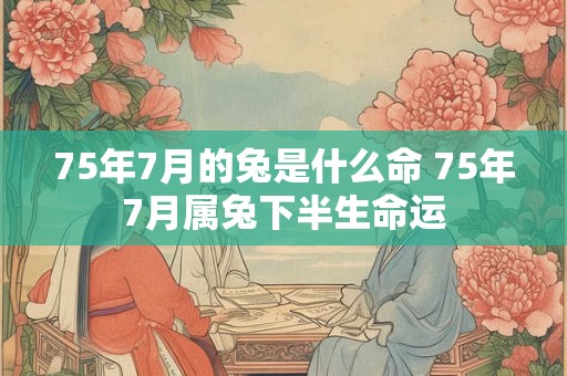 75年7月的兔是什么命 75年7月属兔下半生命运