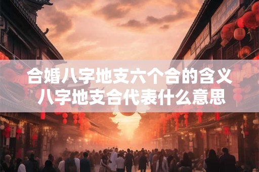 合婚八字地支六个合的含义 八字地支合代表什么意思